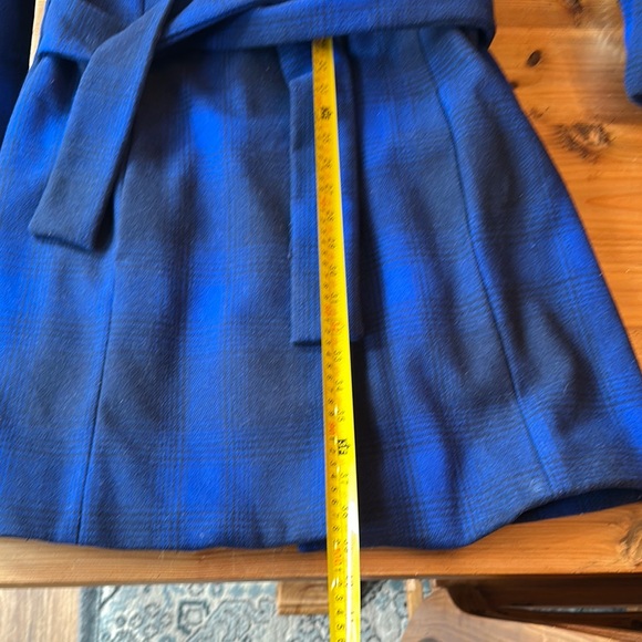 Women's Merona Blue Wool Plaid Coat - Picture 12 of 13